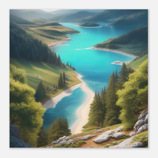 Moderner Forex-Druck - Bergpanorama - Foto-Stil, KI-Kunst - RolConArt, Landschaften,