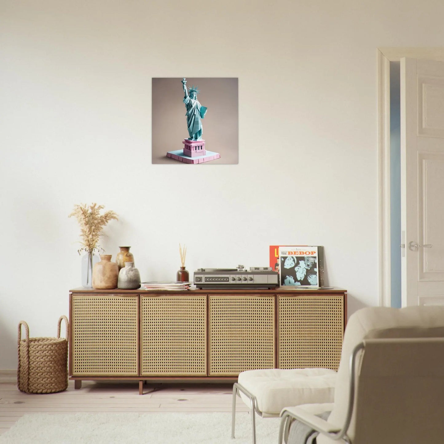 Aluminiumdruck - Freiheitsstatue - Origami Stil, KI-Kunst RolConArt