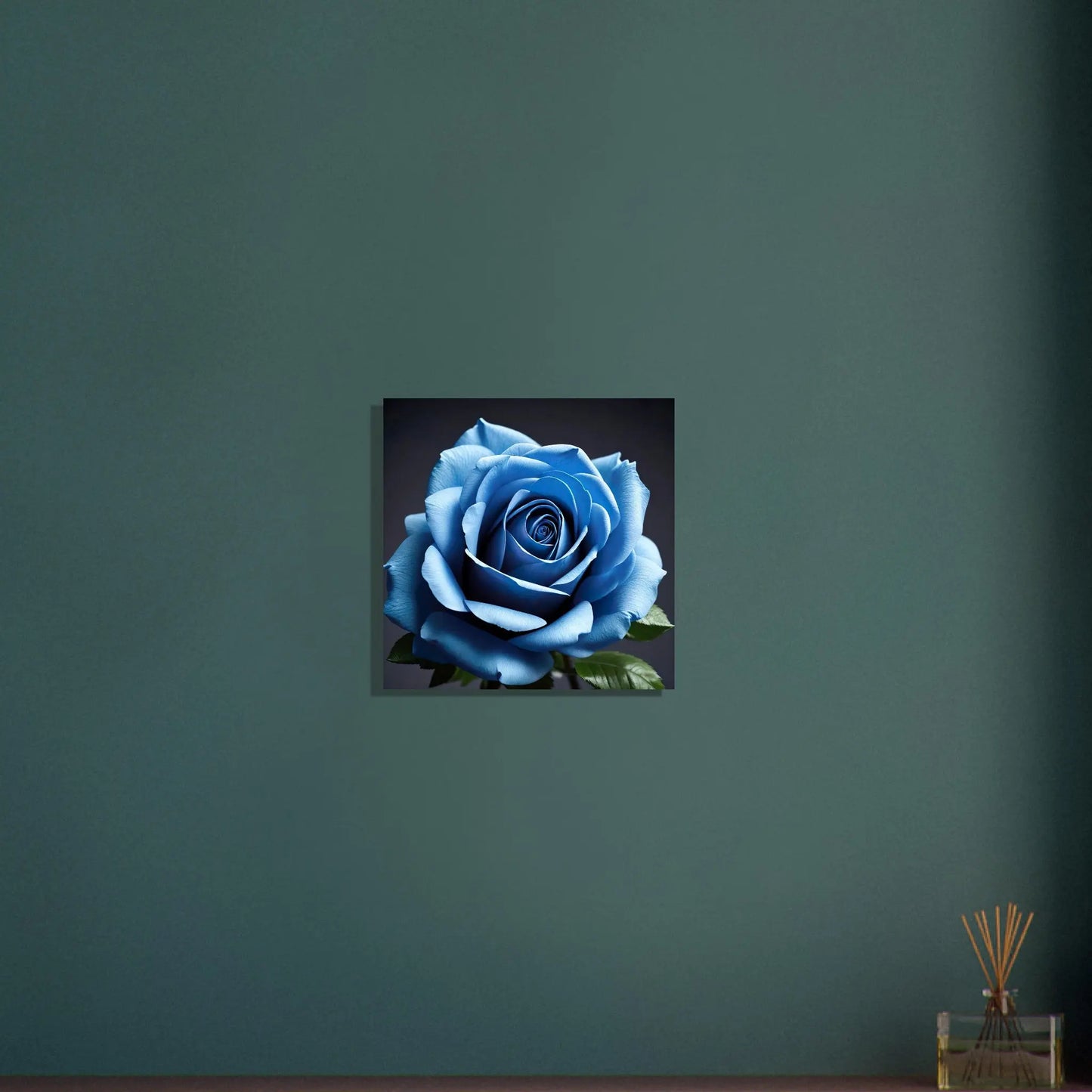 Aluminiumdruck - Blaue Rose - Foto Stil, KI-Kunst - RolConArt, Pflanzen, 40x40-cm-16x16
