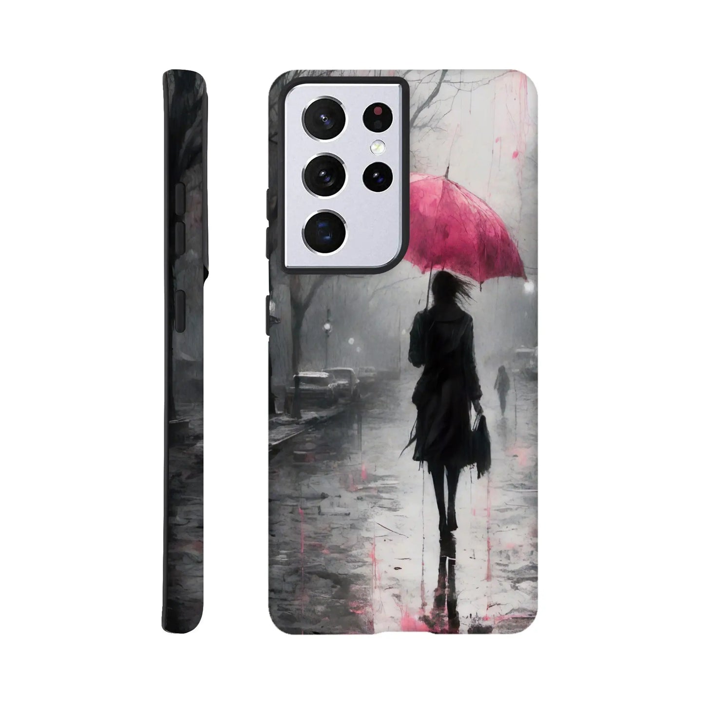 Smartphone-Hülle "Hart" - Frau Im Park - Düsterer Stil, KI-Kunst RolConArt, Malerischer Stil - Porträts, Galaxy-S21-Ultra