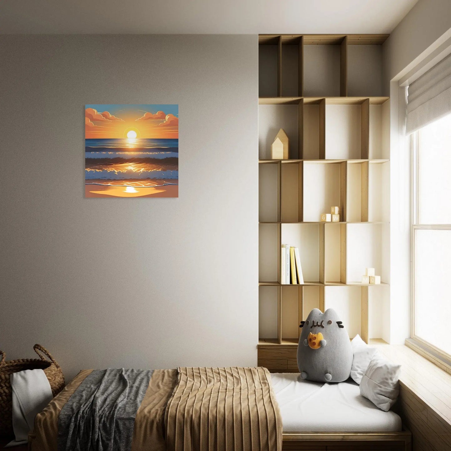 Moderner Forex-Druck - Abendsonne am Meer - Digitaler Stil, KI-Kunst - RolConArt, Landschaften,