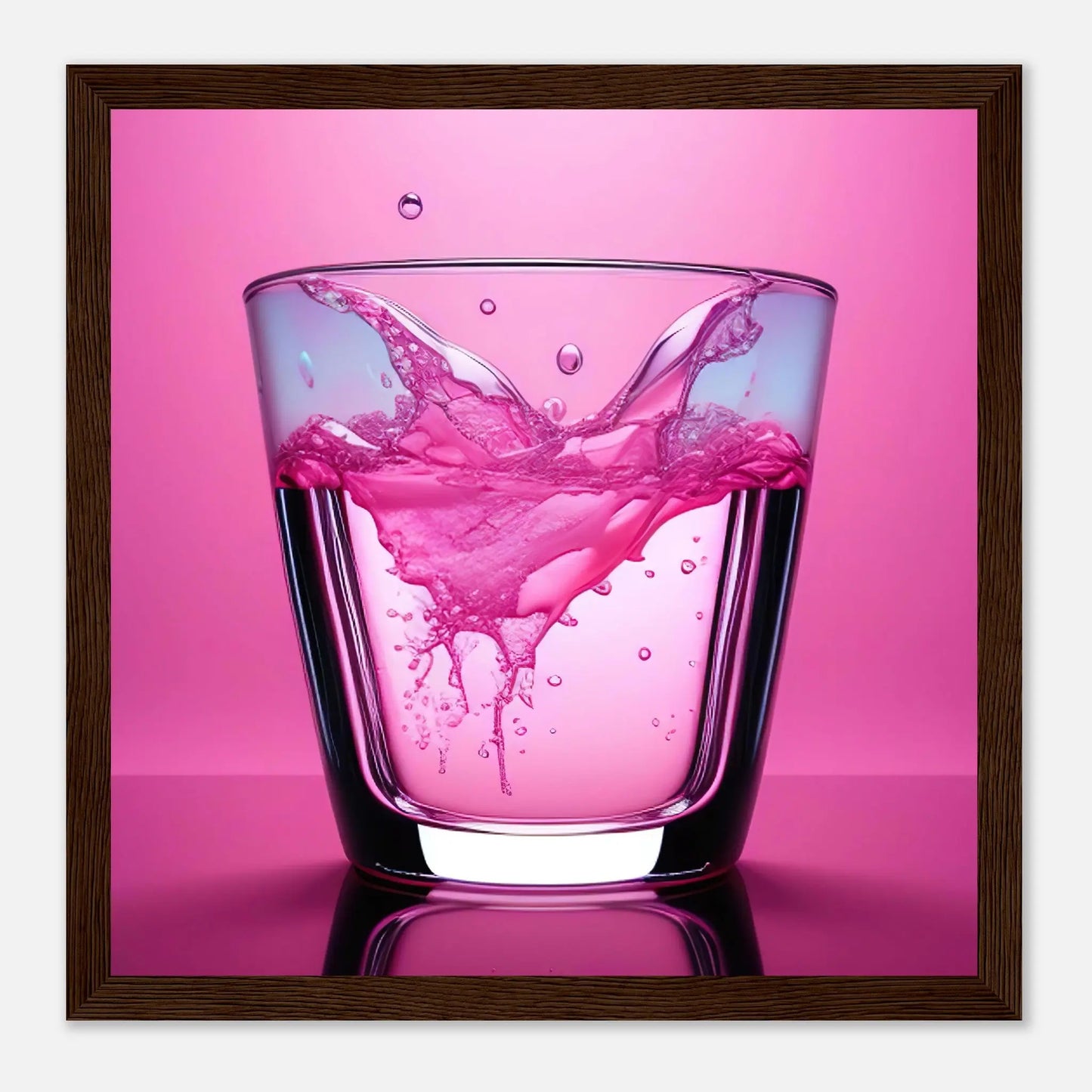 Gerahmtes Premium-Poster - Erfrischendes Rosa - Foto Stil, KI-Kunst - RolConArt, Kreative Vielfalt, 30x30-cm-12x12-Dunkler-Holzrahmen