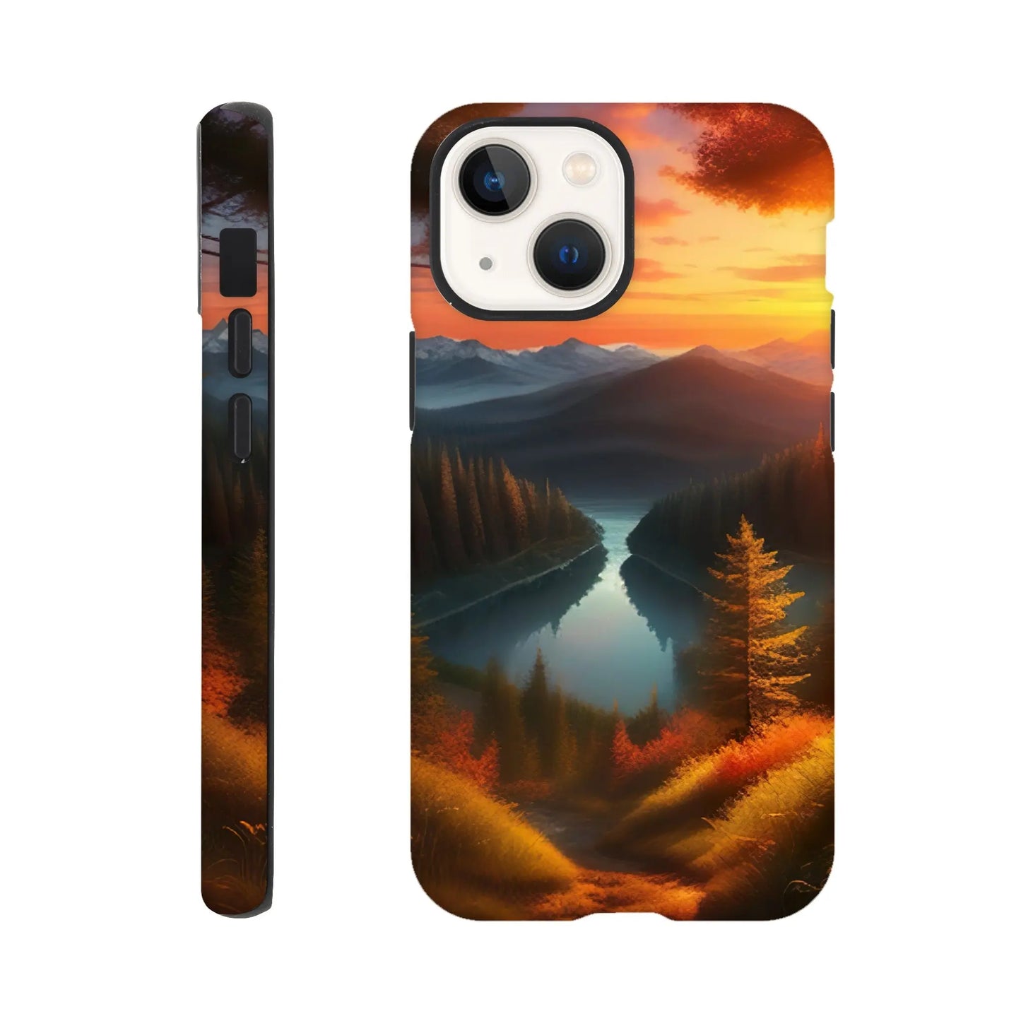 Smartphone-Hülle "Hart" - Bergpanorama - Digitaler Stil, KI-Kunst RolConArt, Landschaften, iPhone-13-Mini