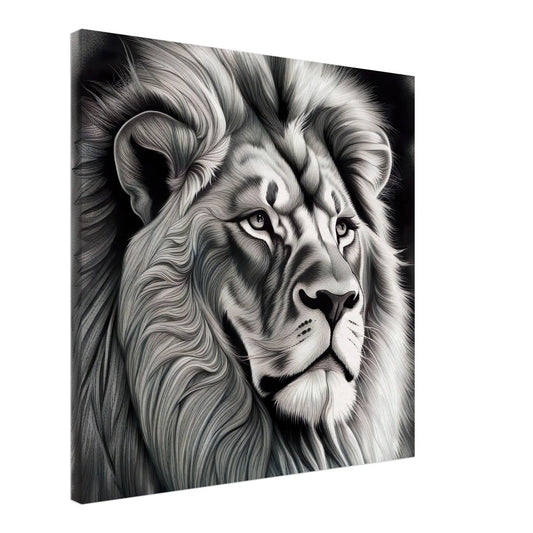 Leinwandbild - Löwe - Schwarz-Weiß, Bleistift Stil, KI-Kunst - RolConArt, Schwarz-Weiß,