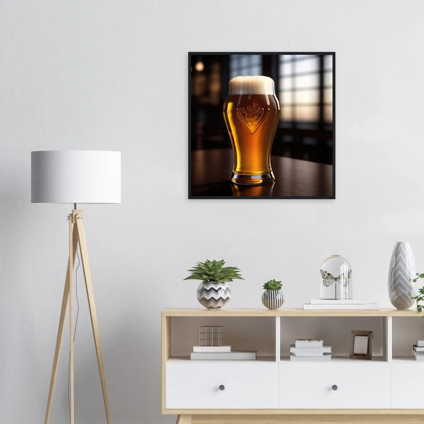 Gerahmtes Premium-Poster - Bier im Glas - Foto Stil, KI-Kunst - RolConArt, Kreative Vielfalt,