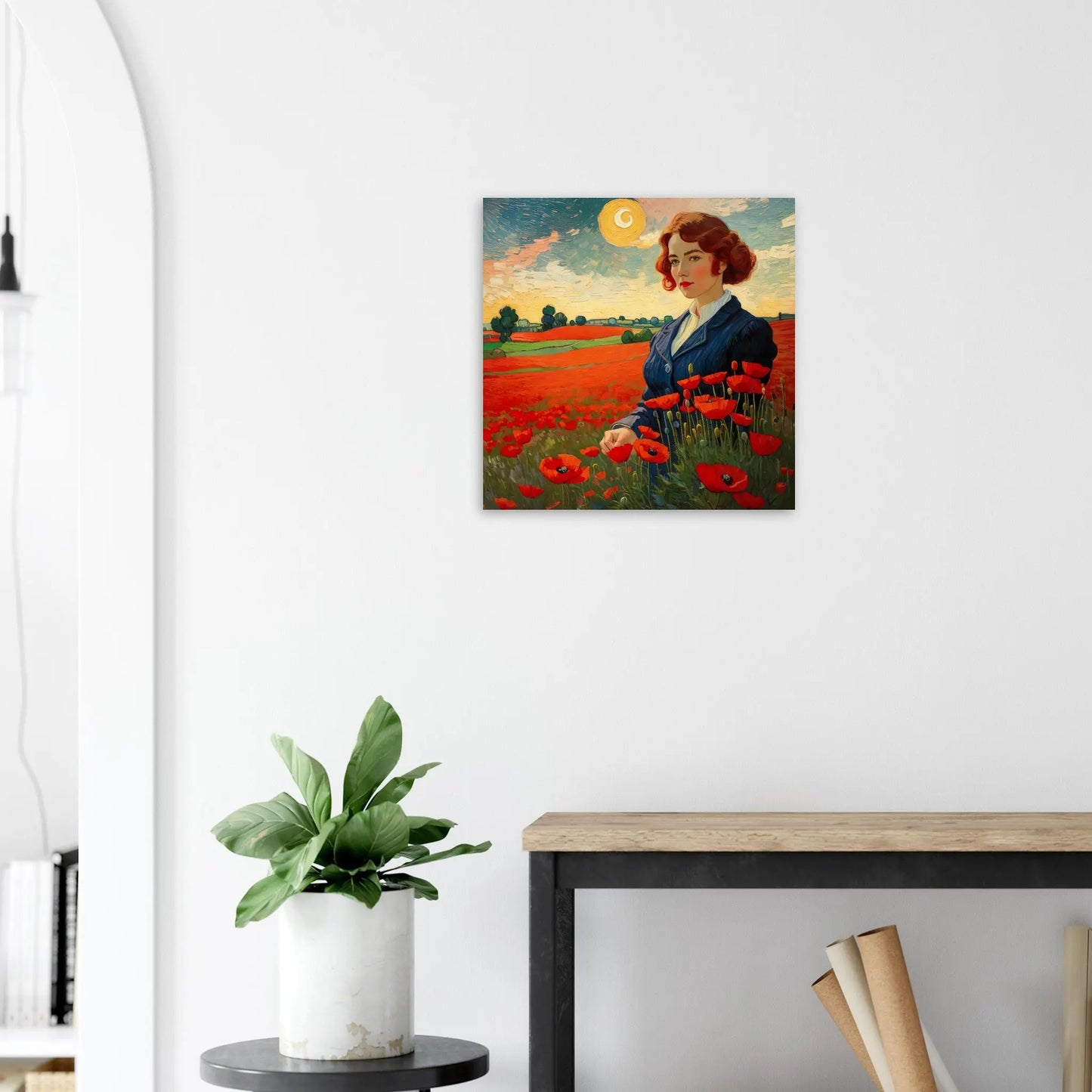 Moderner Forex-Druck - Blühende Landschaft - Malerischer Stil, KI-Kunst - RolConArt, Landschaften, 50x50-cm-20x20-Weiß