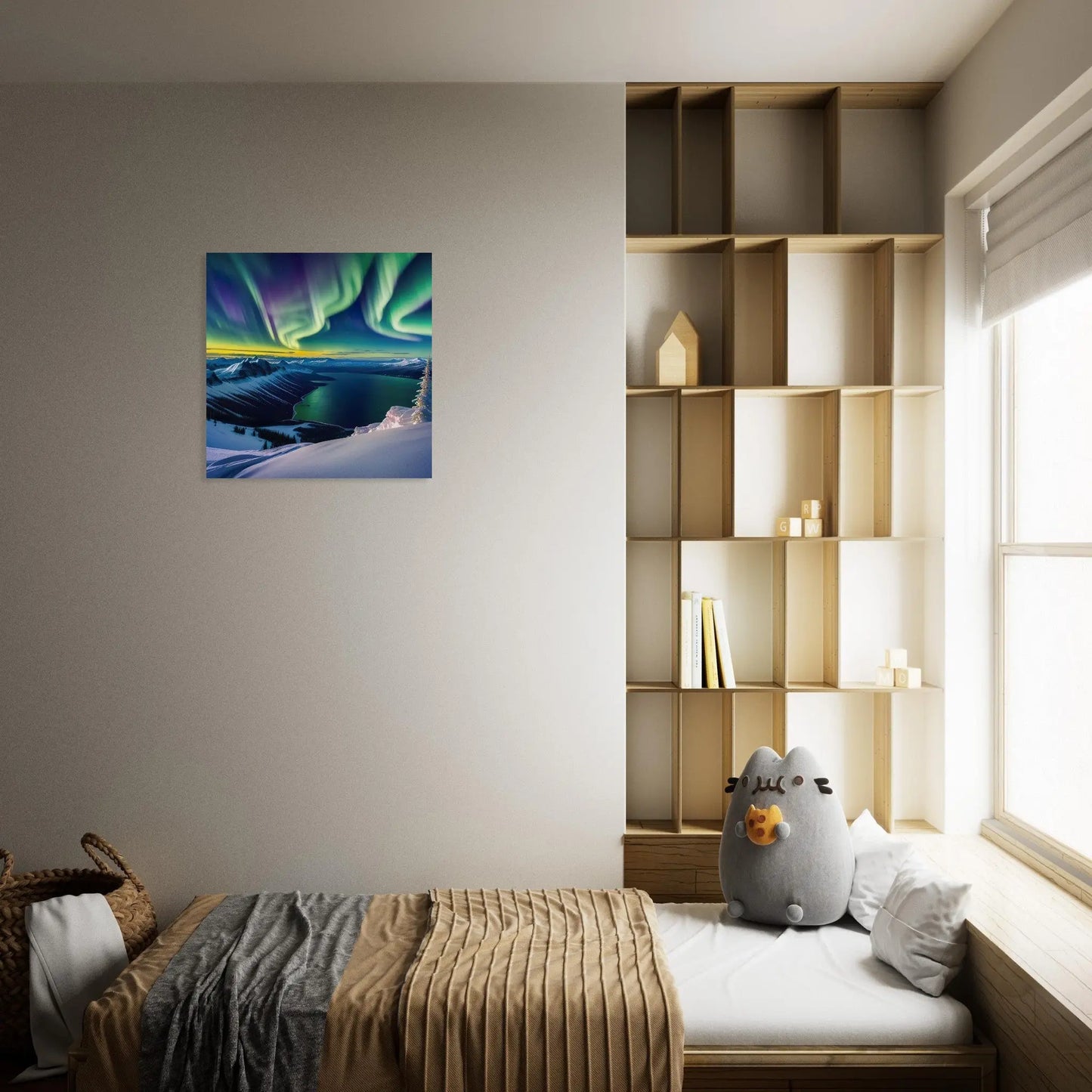 Moderner Forex-Druck -Bergpanorama, Polarlichter- Foto Stil, KI-Kunst - RolConArt, Landschaften,