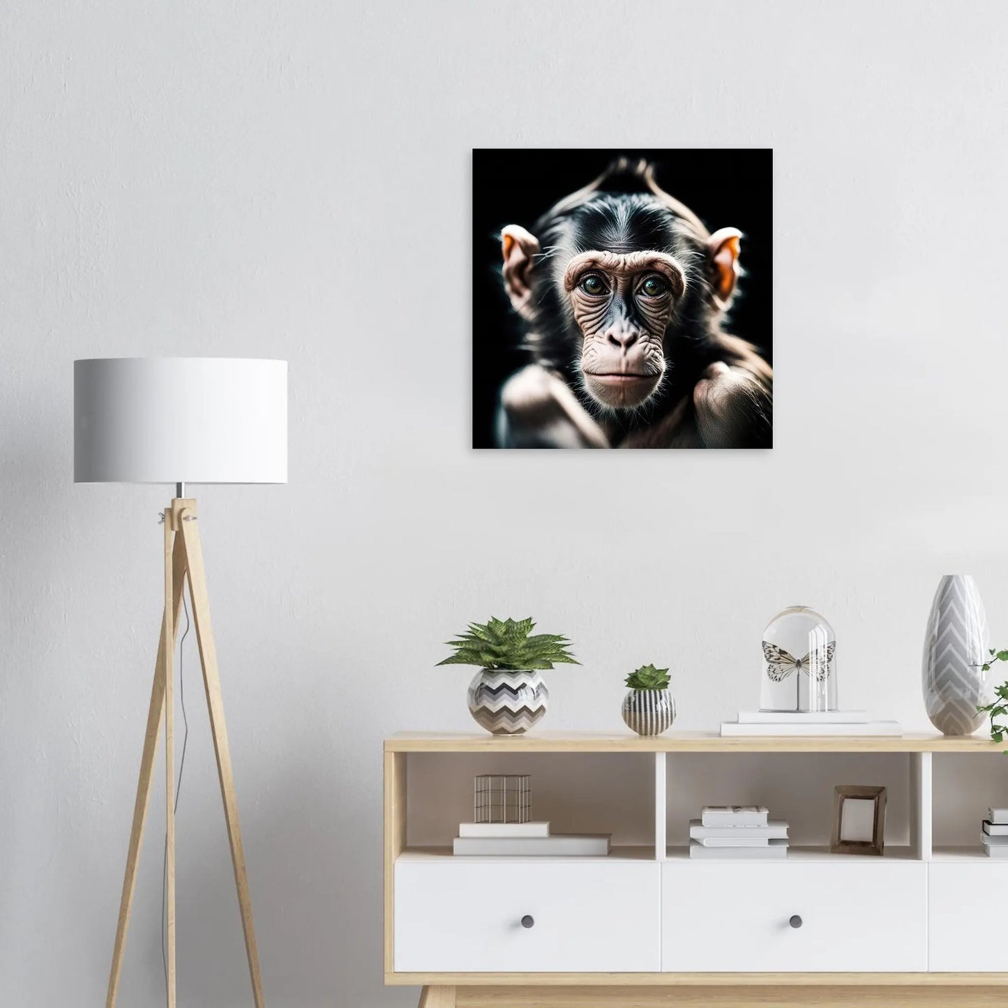 Moderner Forex-Druck - Schimpanse - Foto Stil, KI-Kunst RolConArt