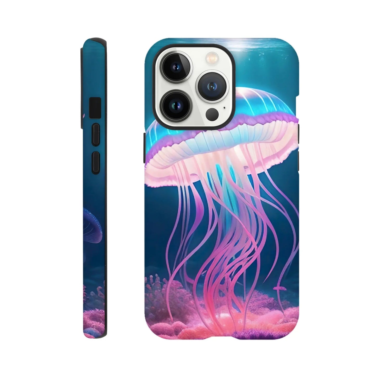 Smartphone-Hülle "Hart" - Qualle - Digitaler Stil, KI-Kunst RolConArt, Unterwasserlandschaften, iPhone-13-Pro