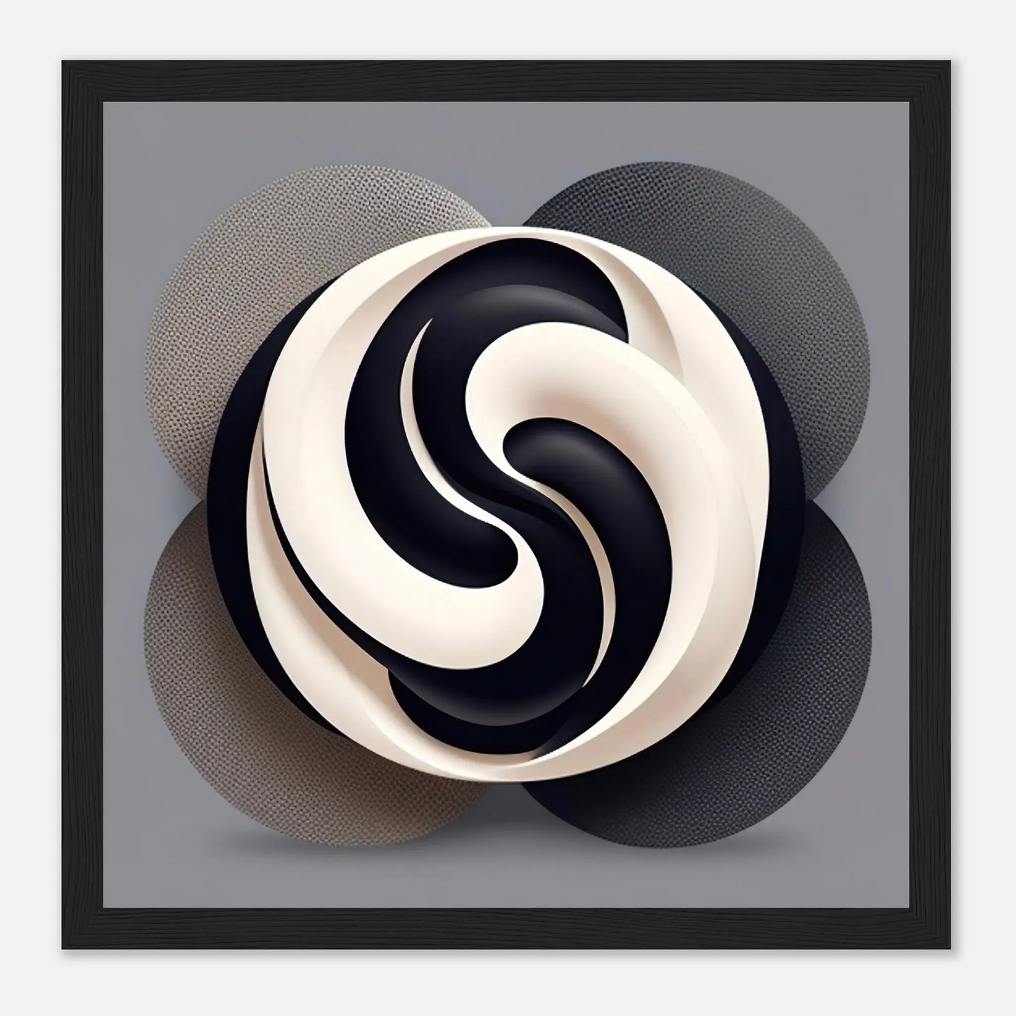 Gerahmtes Premium-Poster - Yin Yang - Digitaler Stil, KI-Kunst - RolConArt, Kreative Vielfalt, 30x30-cm-12x12-Schwarzer-Rahmen