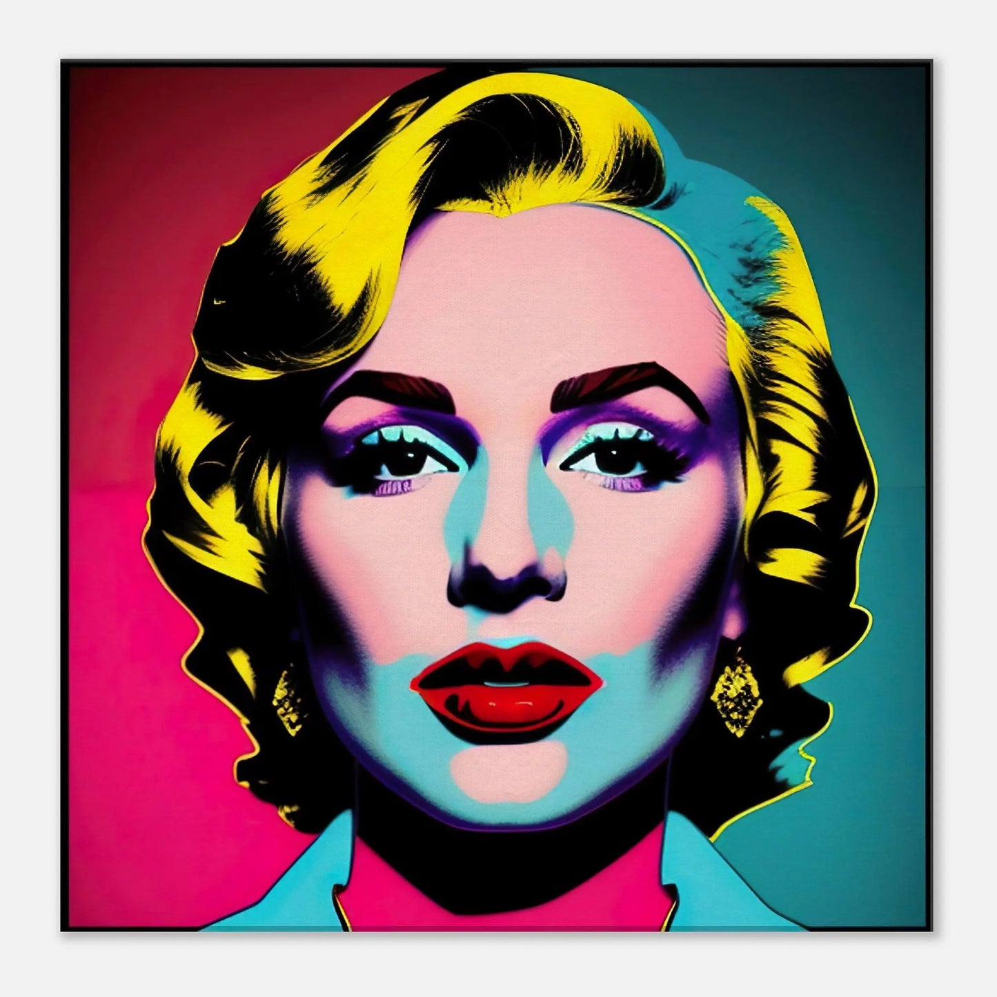 Leinwandbild - Frauenporträt im Pop Art Stil, KI-Kunst - RolConArt, Pop Art - Porträts, 50x50-cm-20x20