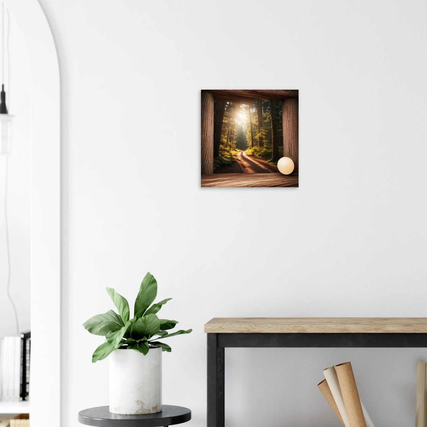 Moderner Forex-Druck - Waldblick - Foto Stil, KI-Kunst - RolConArt, Landschaften, 40x40-cm-16x16-Weiß