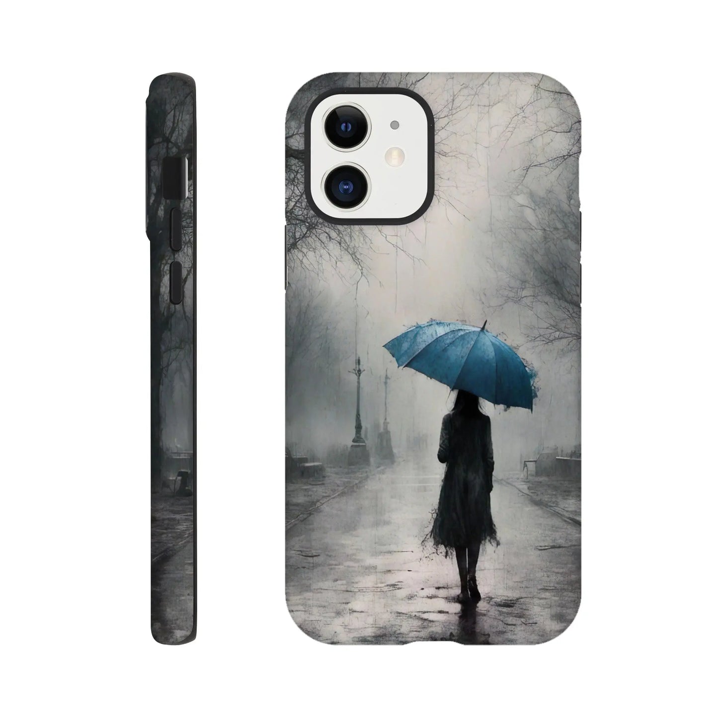 Smartphone-Hülle "Hart" - Frau Im Park - Düsterer Stil, KI-Kunst RolConArt, Malerischer Stil - Porträts, iPhone-12