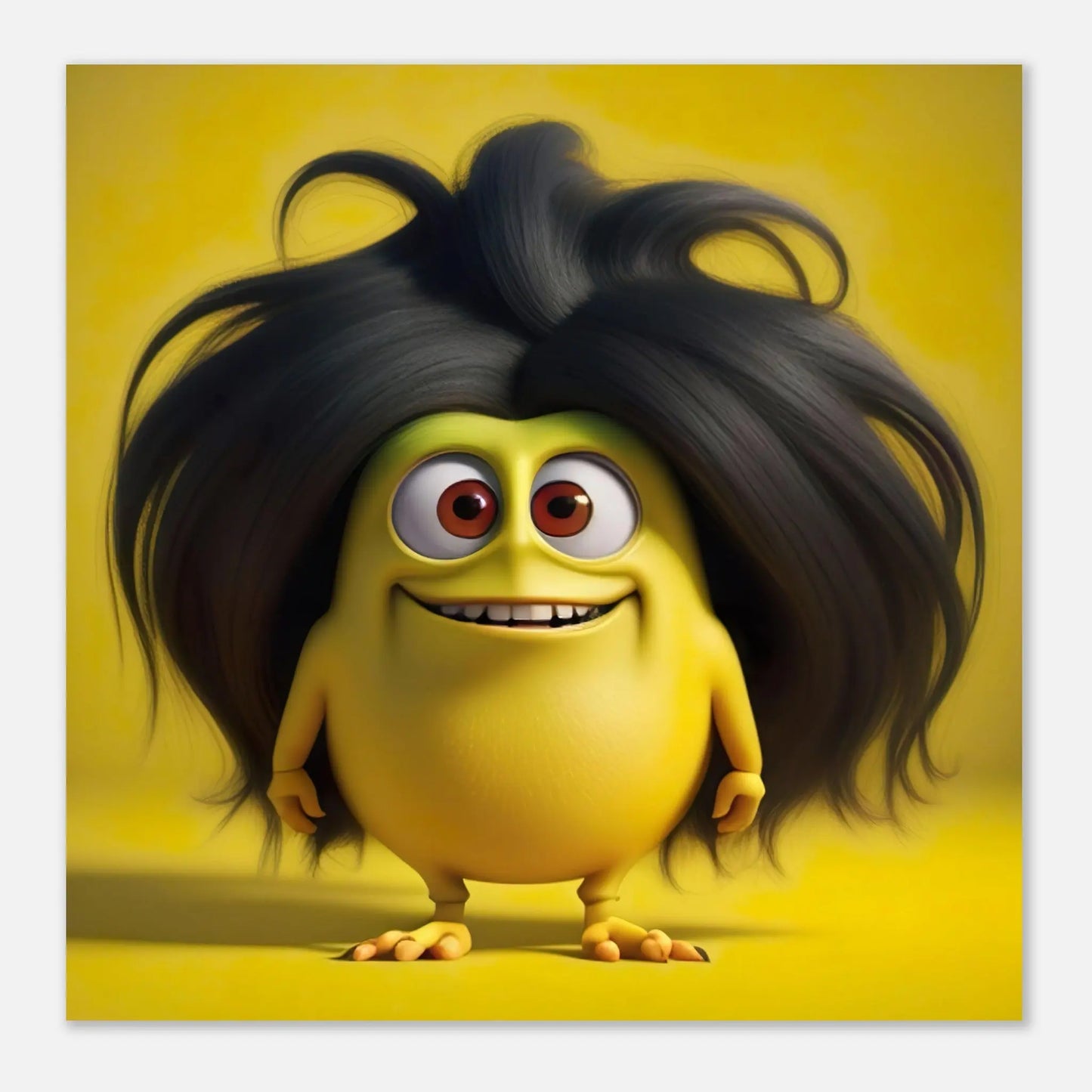 Aluminiumdruck - Lustiges Monster gelb - Kinderbild, 3D-Stil, KI-Kunst RolConArt