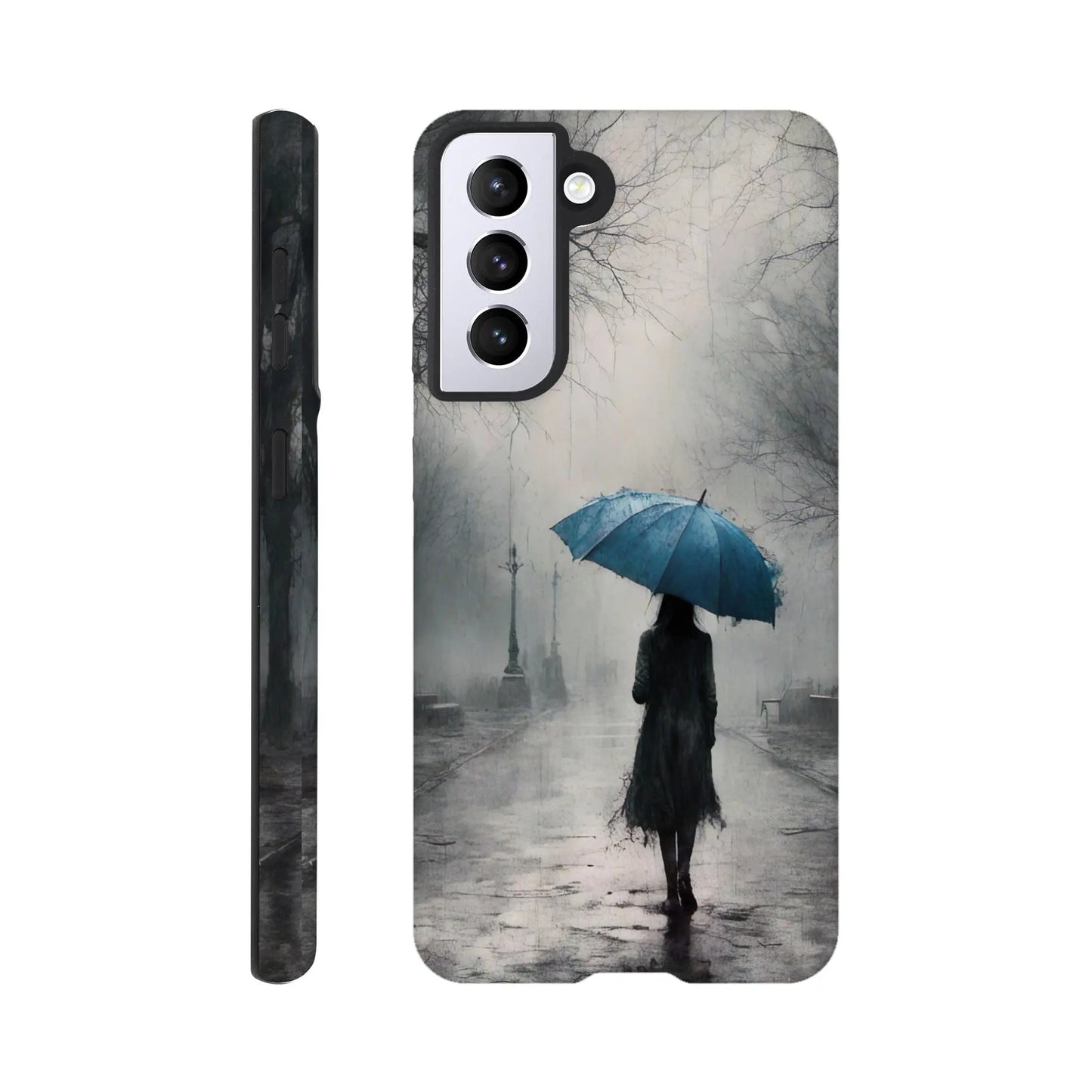 Smartphone-Hülle "Hart" - Frau Im Park - Düsterer Stil, KI-Kunst RolConArt, Malerischer Stil - Porträts, Galaxy-S21