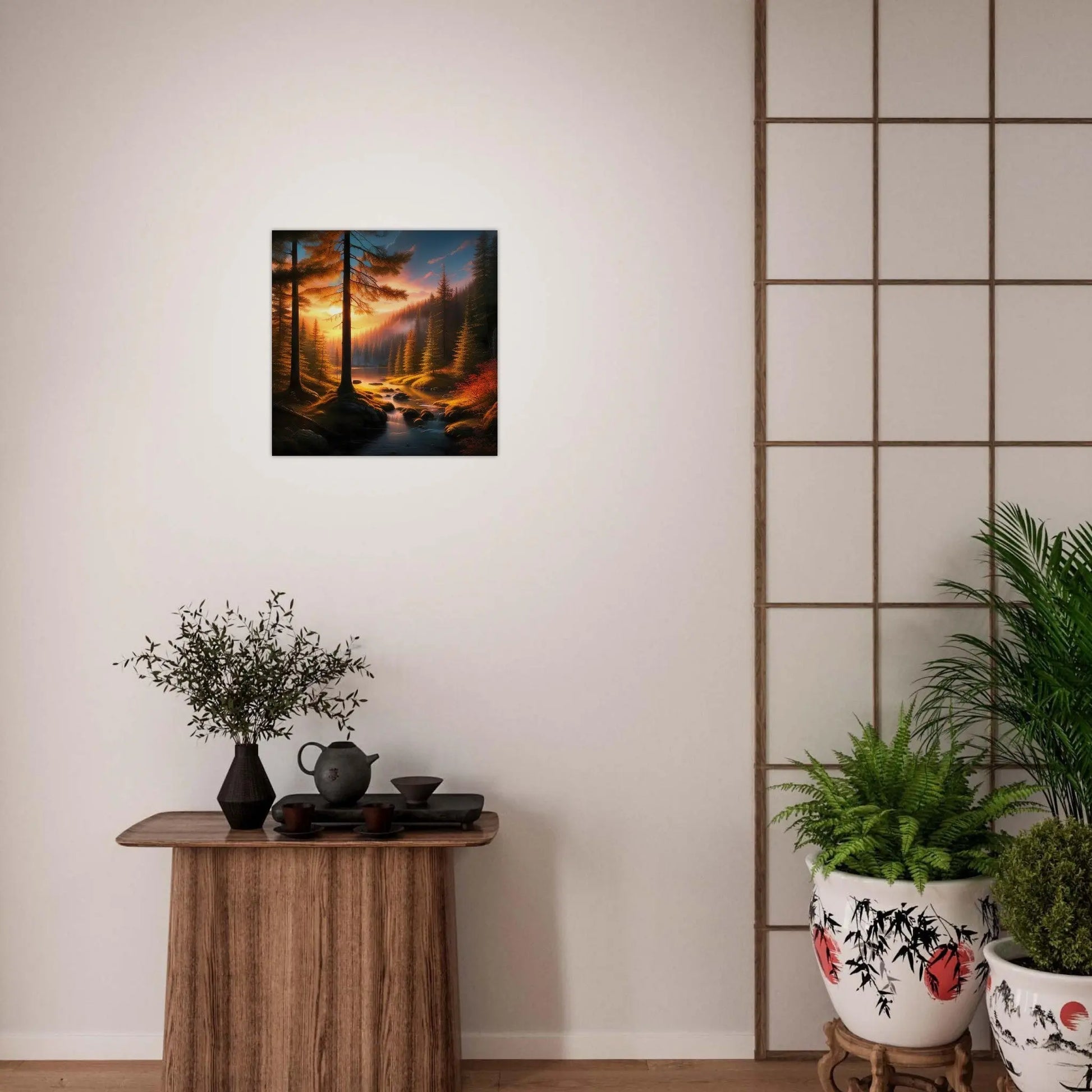 Moderner Forex-Druck - Waldlandschaft - Foto Stil, KI-Kunst - RolConArt, Landschaften,