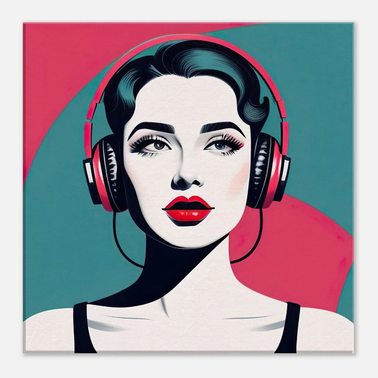 Leinwandbild - Frauenporträt im Retro Stil, KI-Kunst - RolConArt, Retro - Porträts, 40x40-cm-16x16