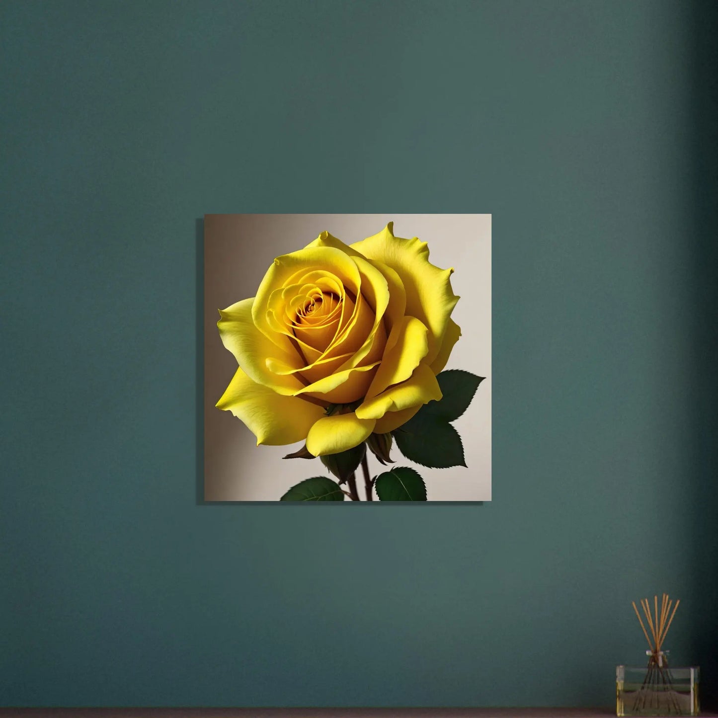 Aluminiumdruck - Gelbe Rose - Foto Stil, KI-Kunst - RolConArt, Pflanzen, 60x60-cm-24x24
