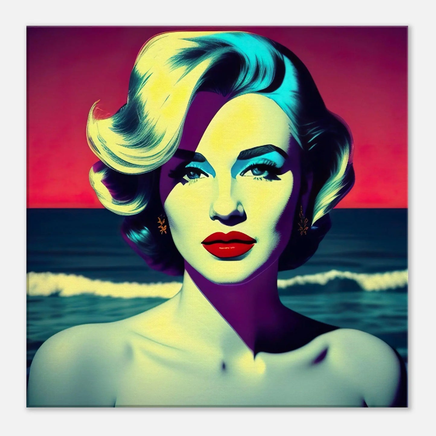 Leinwandbild - Frauenporträt im Retro Stil, KI-Kunst - RolConArt, Retro - Porträts, 50x50-cm-20x20