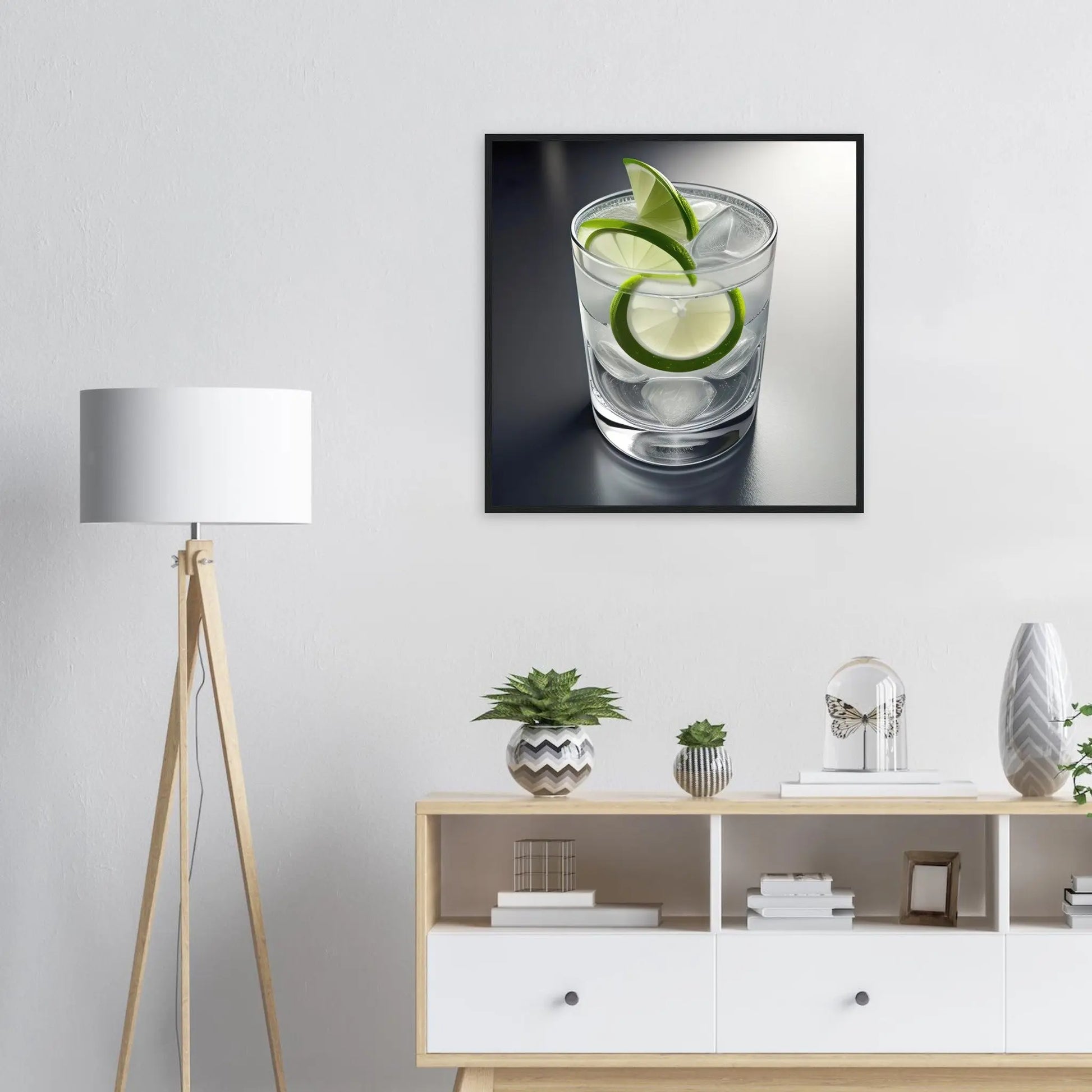 Gerahmtes Premium-Poster - Gin Tonic im Glas - Foto Stil, KI-Kunst - RolConArt, Kreative Vielfalt,