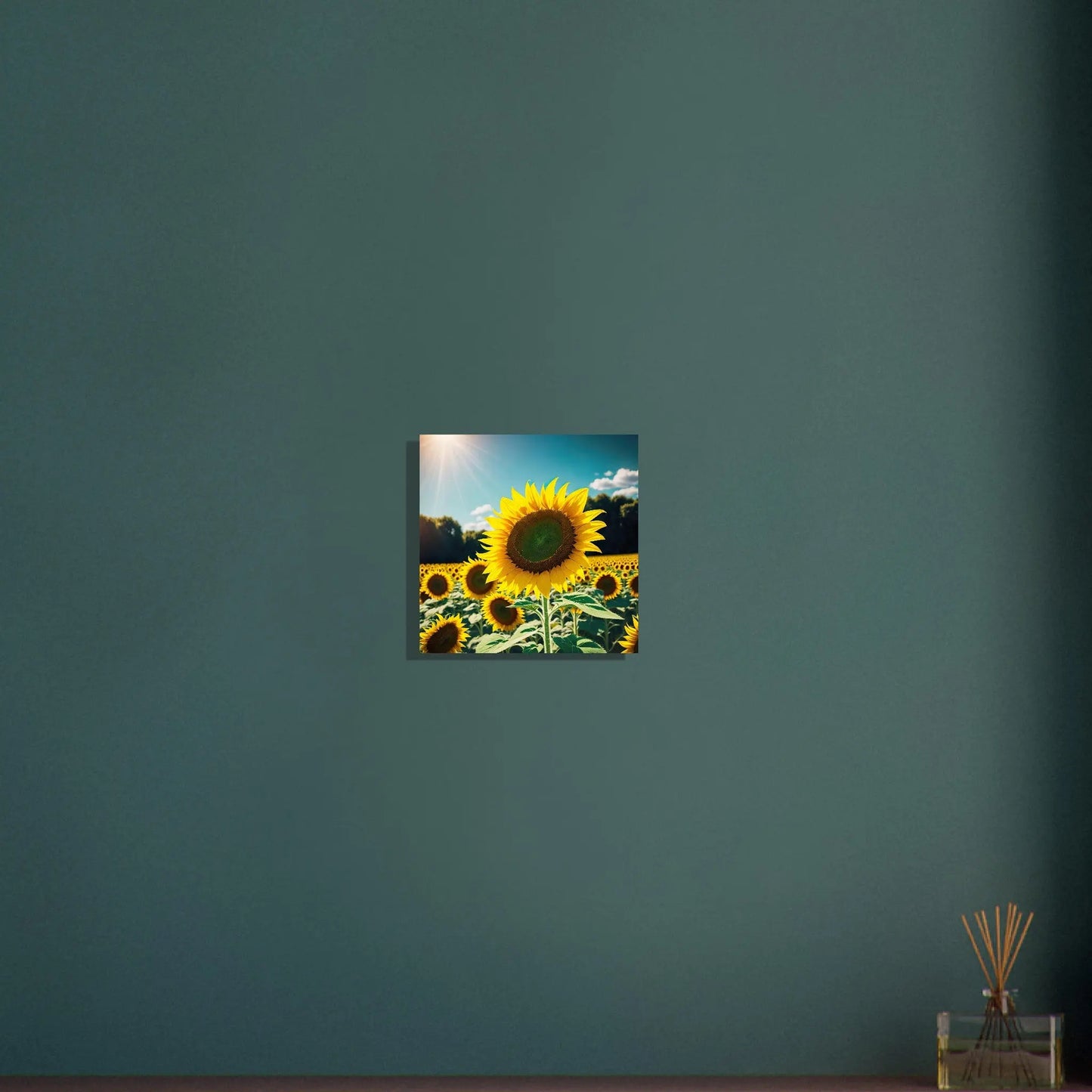Aluminiumdruck - Sonnenblumen - Foto Stil, KI-Kunst - RolConArt, Pflanzen, 30x30-cm-12x12