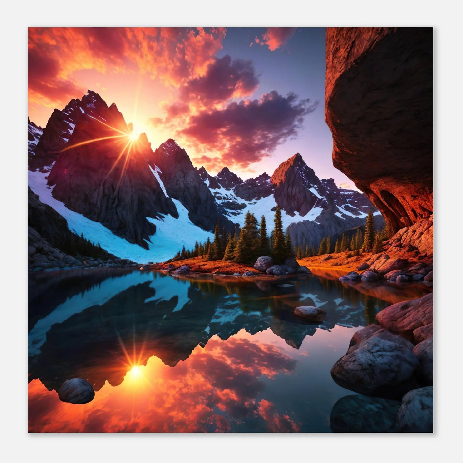 Moderner Forex-Druck - Bergpanorama - Foto Stil, KI-Kunst - RolConArt, Landschaften,