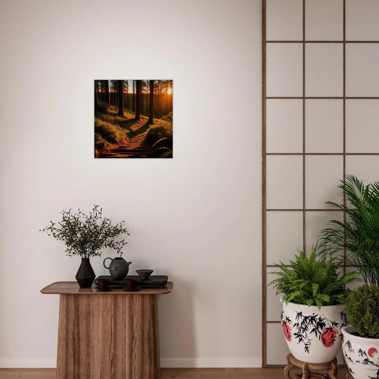 Moderner Forex-Druck - Waldlandschaft - Foto Stil, KI-Kunst - RolConArt, Landschaften,