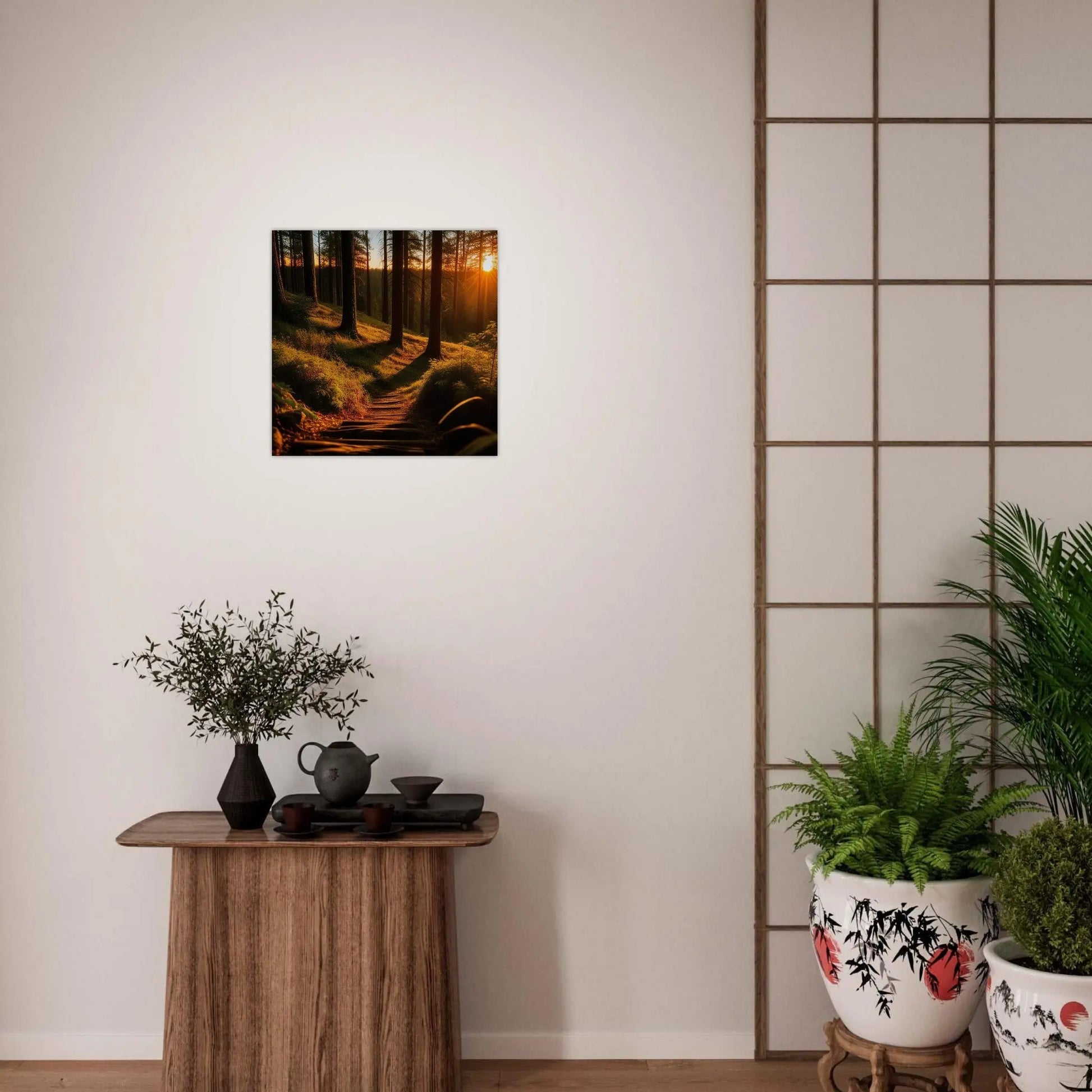 Moderner Forex-Druck - Waldlandschaft - Foto Stil, KI-Kunst - RolConArt, Landschaften,