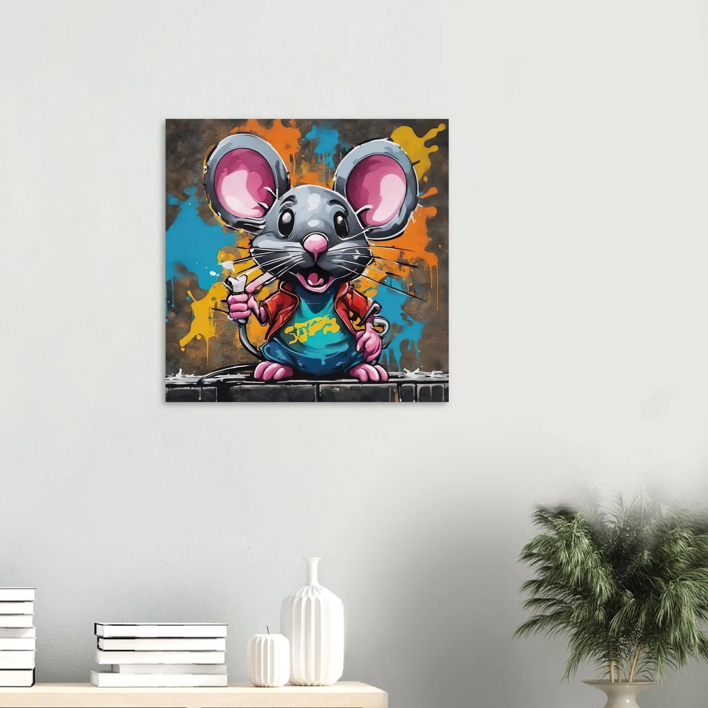 Aluminiumdruck - Maus - Splash Art Stil, KI-Kunst RolConArt