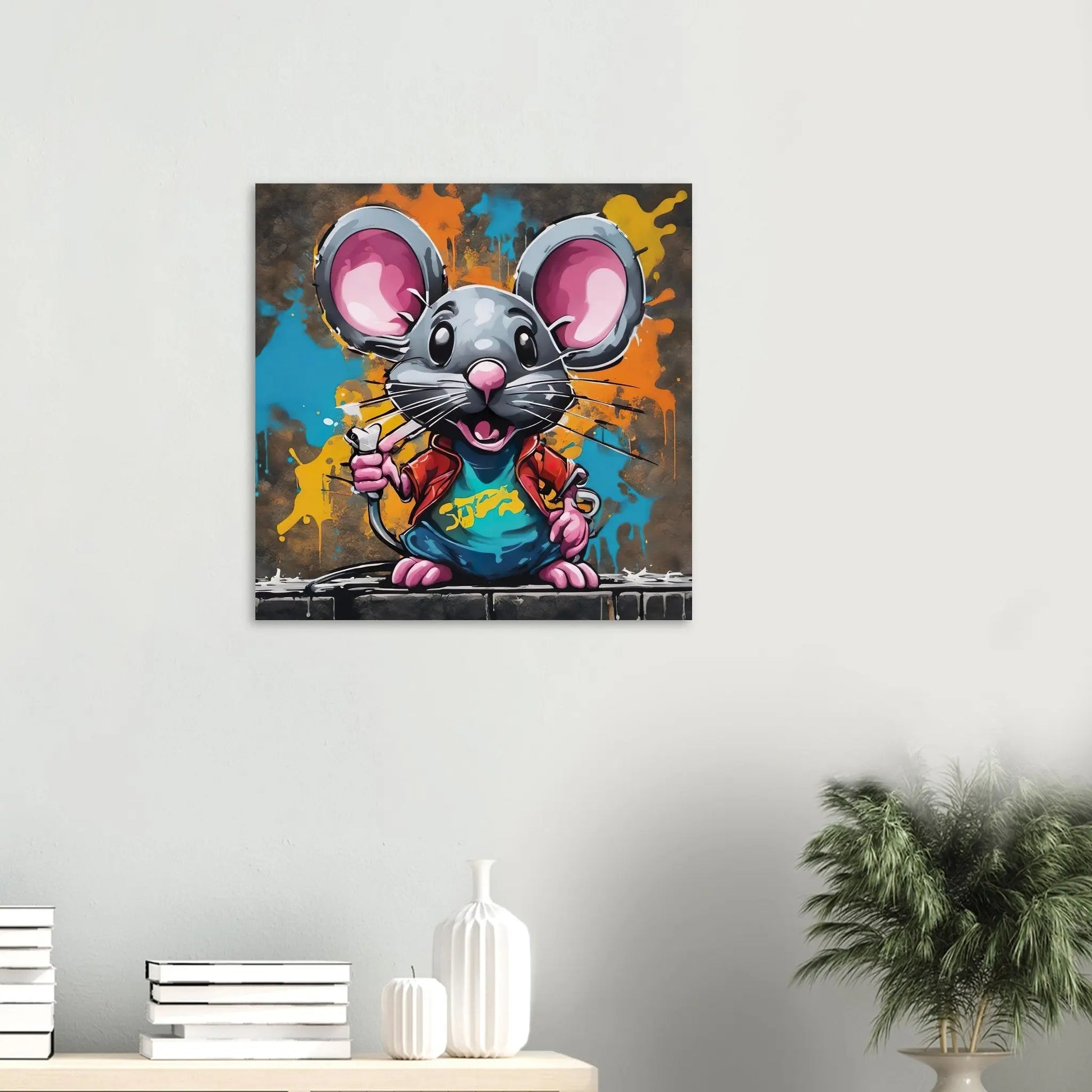 Aluminiumdruck - Maus - Splash Art Stil, KI-Kunst RolConArt
