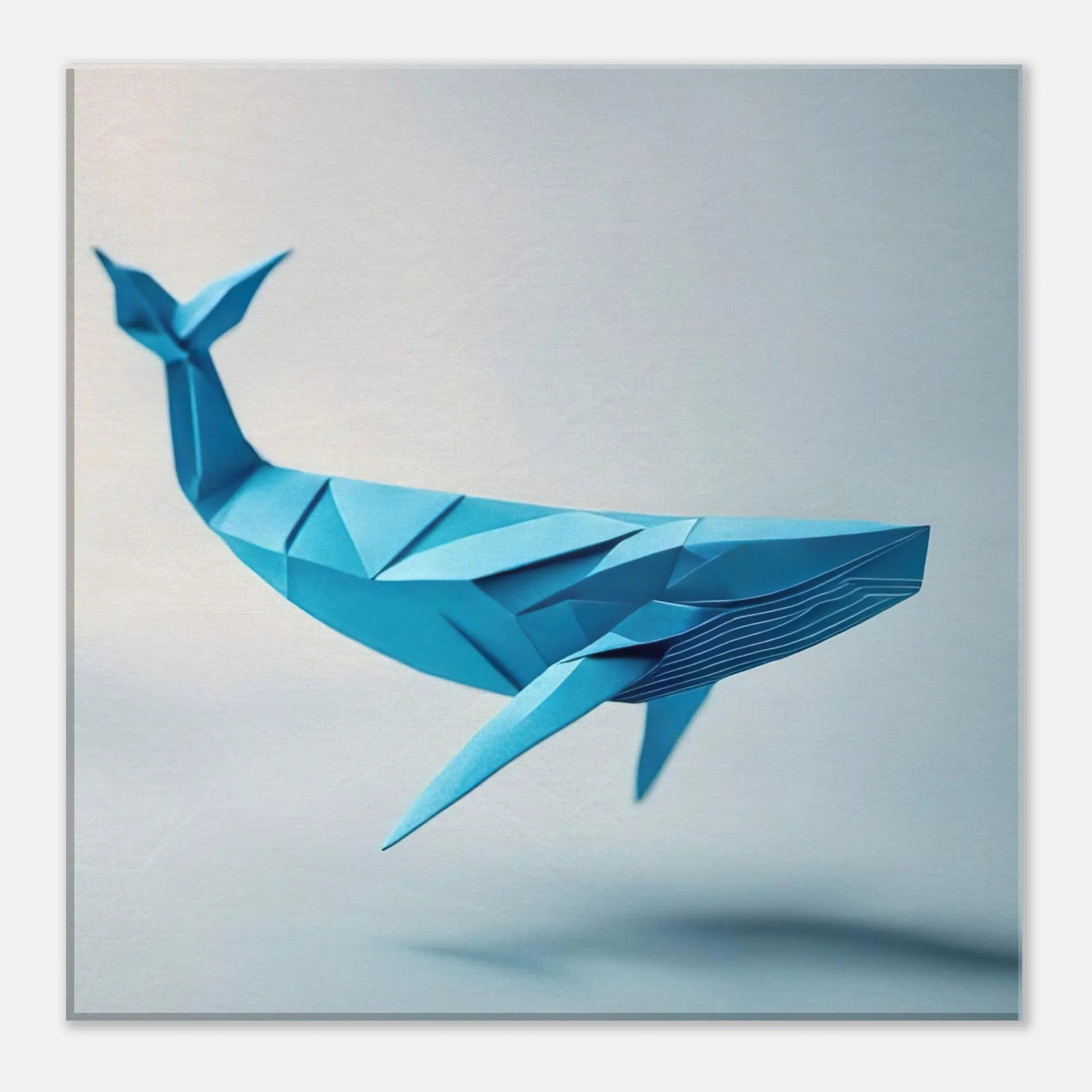 Leinwandbild - Blauwal - Origami Stil, KI-Kunst - RolConArt, Origami Kunst, 40x40-cm-16x16