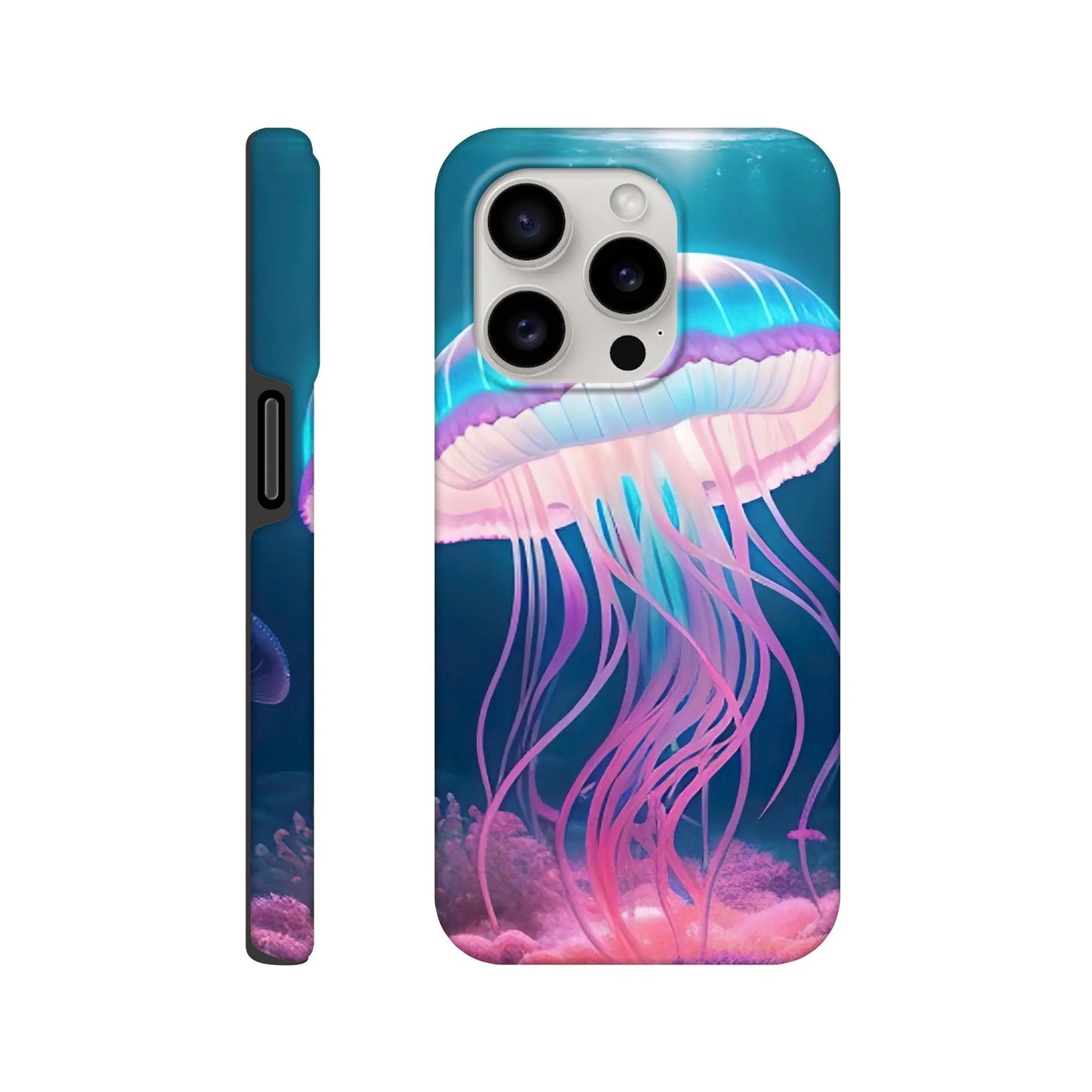 Smartphone-Hülle "Hart" - Qualle - Digitaler Stil, KI-Kunst RolConArt, Unterwasserlandschaften, iPhone-15-Pro