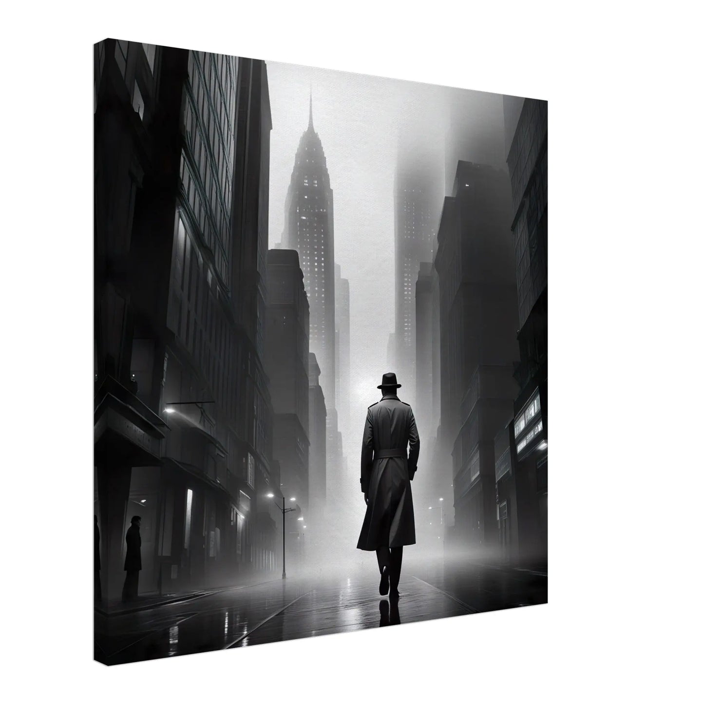 Leinwandbild - Stadtgänger - Schwarz-Weiß, Digitaler Stil, KI-Kunst - RolConArt, Schwarz-Weiß,