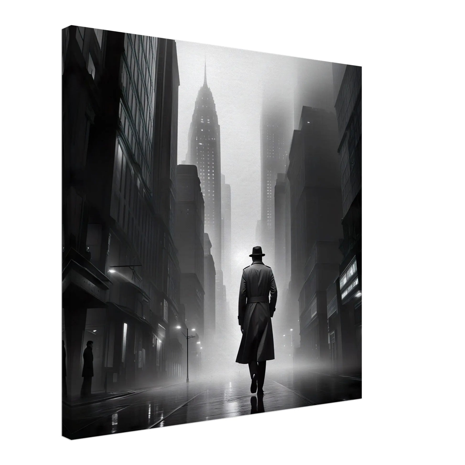 Leinwandbild - Stadtgänger - Schwarz-Weiß, Digitaler Stil, KI-Kunst - RolConArt, Schwarz-Weiß,