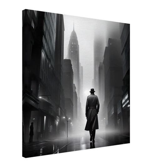 Leinwandbild - Stadtgänger - Schwarz-Weiß, Digitaler Stil, KI-Kunst - RolConArt, Schwarz-Weiß,