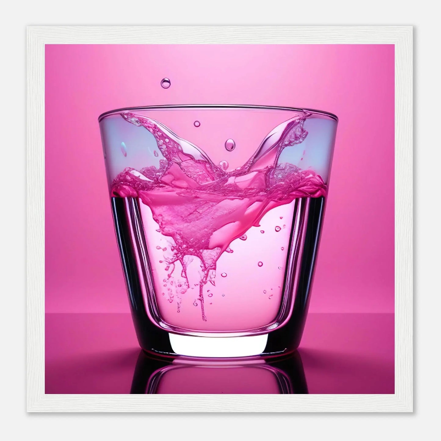 Gerahmtes Premium-Poster - Erfrischendes Rosa - Foto Stil, KI-Kunst - RolConArt, Kreative Vielfalt, 30x30-cm-12x12-Weißer-Rahmen