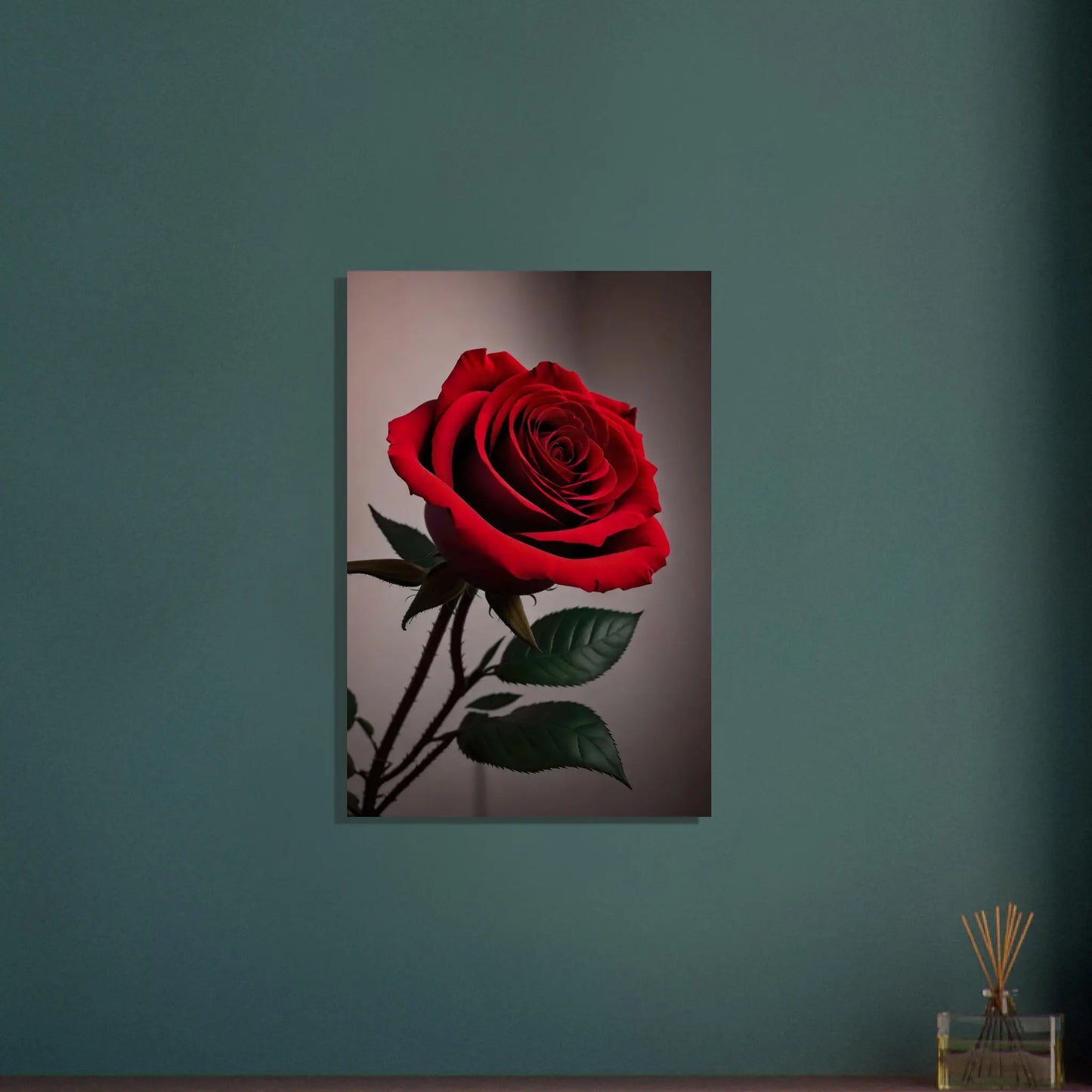 Aluminiumdruck - Rote Rose - Foto Stil, KI-Kunst - RolConArt, Pflanzen, 50x75-cm-20x30