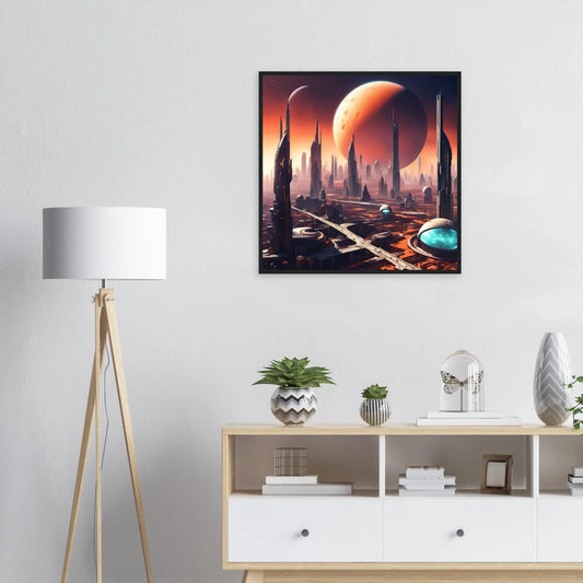 Gerahmtes Premium-Poster -Futuristische Welt- Digitaler Stil, KI-Kunst - RolConArt, Sci-Fi,