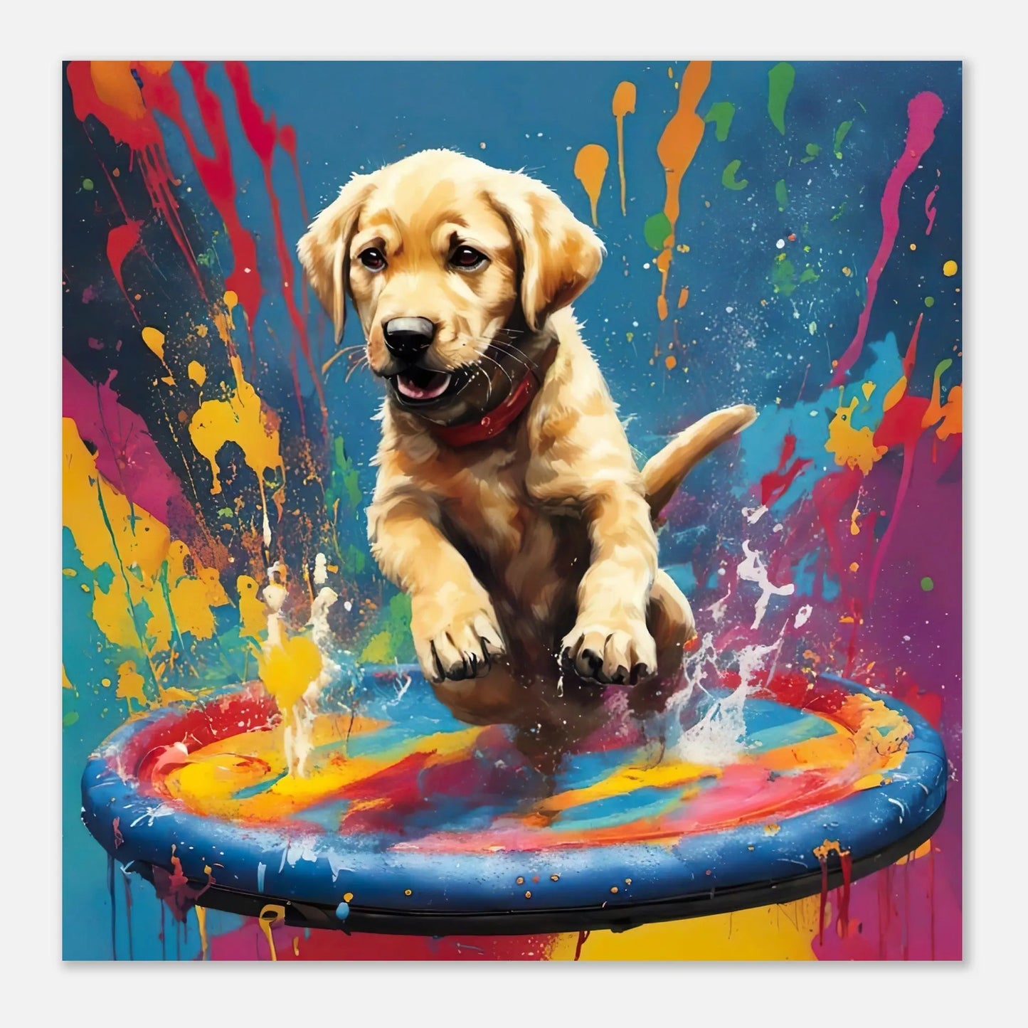Aluminiumdruck - Labrador Retriever - Splash Art Stil, KI-Kunst RolConArt