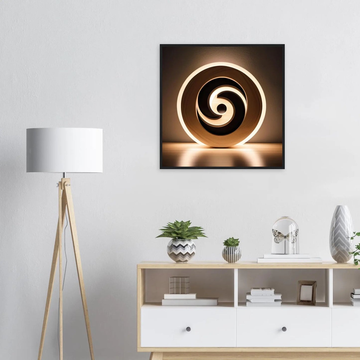 Gerahmtes Premium-Poster - Yin Yang - Foto Stil, KI-Kunst - RolConArt, Kreative Vielfalt,