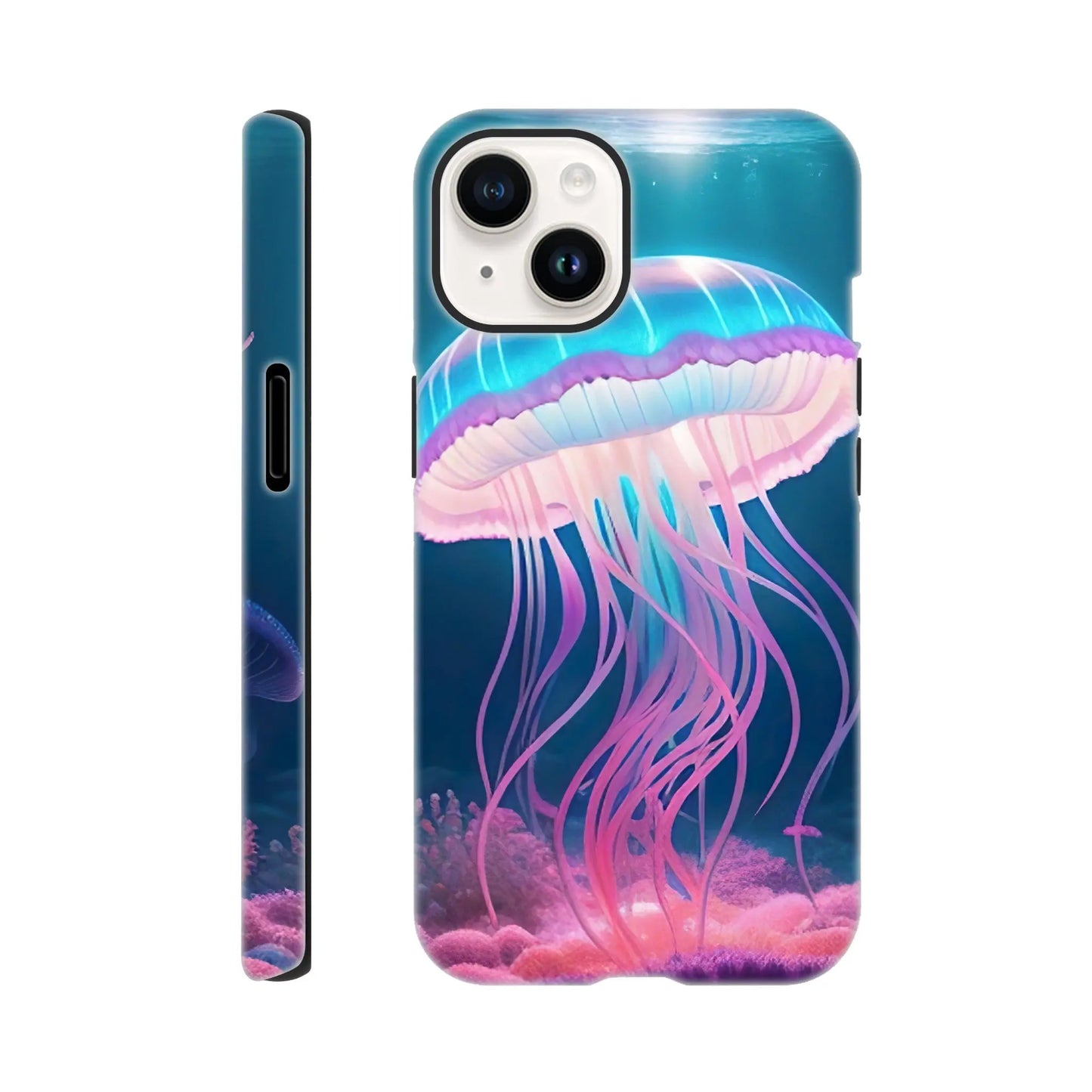 Smartphone-Hülle "Hart" - Qualle - Digitaler Stil, KI-Kunst RolConArt, Unterwasserlandschaften, iPhone-14