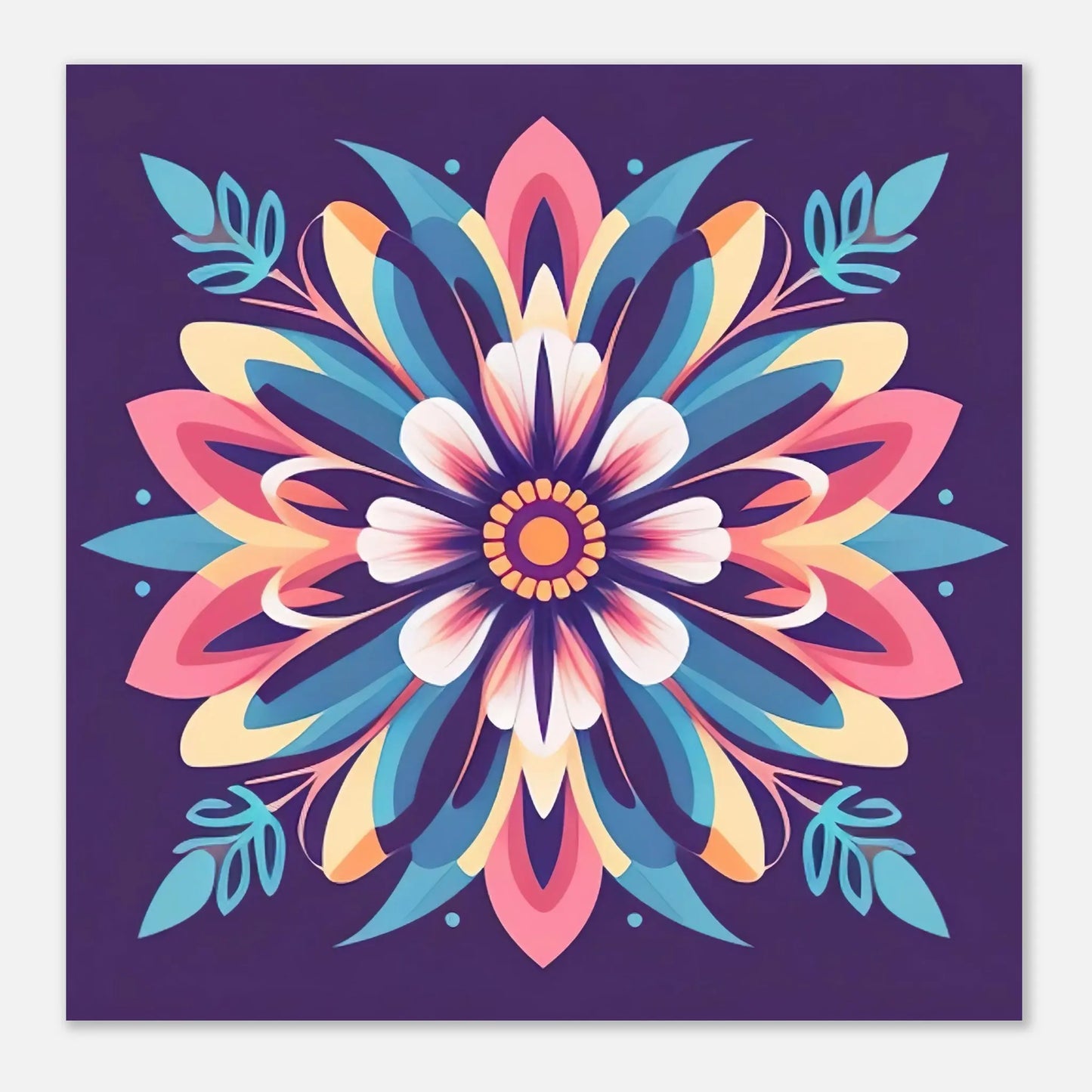 Aluminiumdruck - Blumen Tribal - Digitaler Stil, KI-Kunst - RolConArt, Pflanzen,