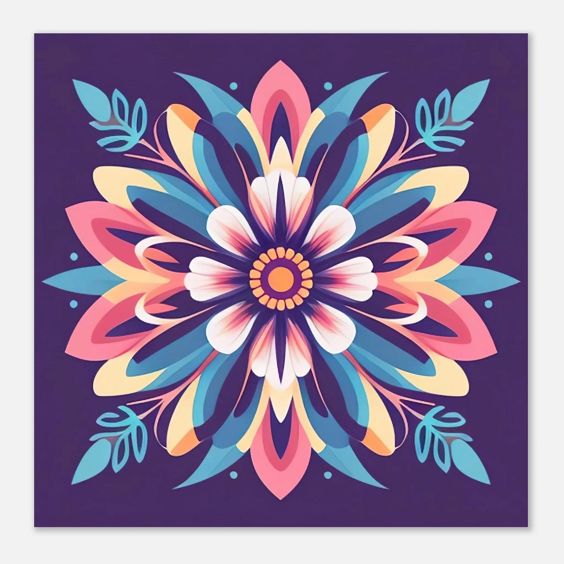 Aluminiumdruck - Blumen Tribal - Digitaler Stil, KI-Kunst - RolConArt, Pflanzen,