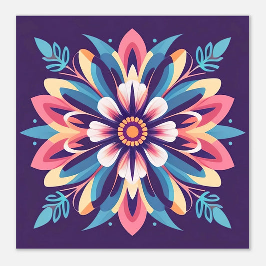 Aluminiumdruck - Blumen Tribal - Digitaler Stil, KI-Kunst - RolConArt, Pflanzen,