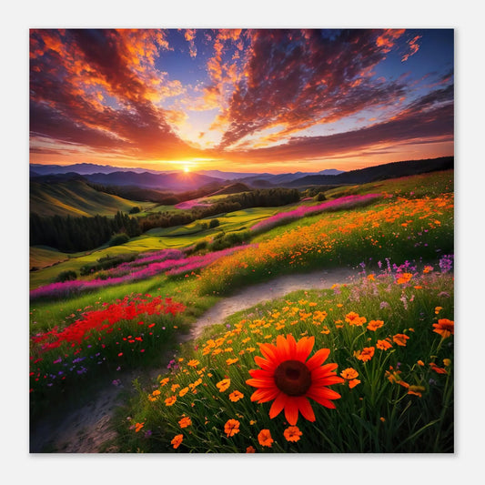 Moderner Forex-Druck - Blühende Berglandschaft - Foto Stil, KI-Kunst - RolConArt, Landschaften,