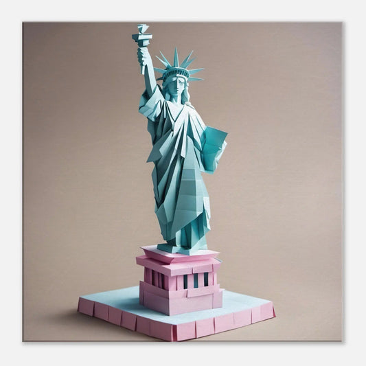 Leinwandbild - Freiheitsstatue - Origami Stil, KI-Kunst - RolConArt, Origami Kunst, 60x60-cm-24x24