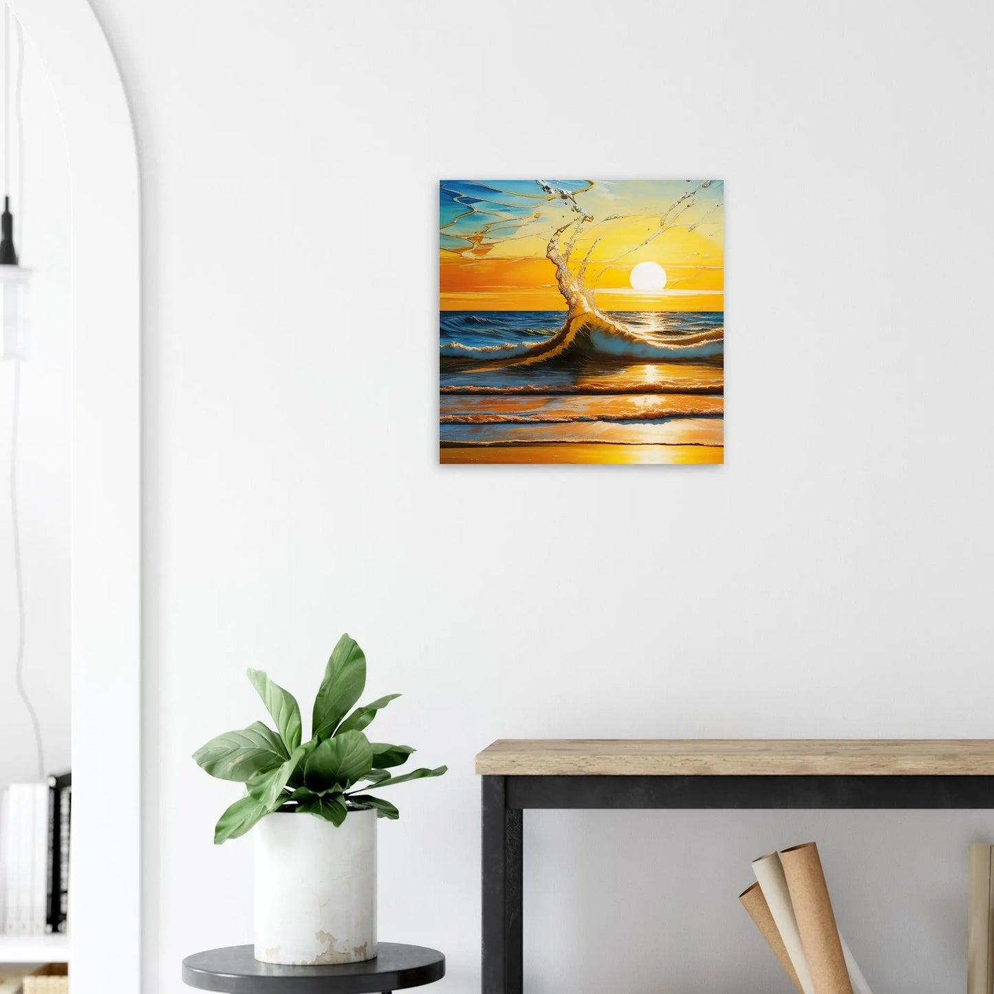 Moderner Forex-Druck - Kraftvolles Meer - Digitaler Stil, KI-Kunst - RolConArt, Landschaften, 50x50-cm-20x20-Schwarz