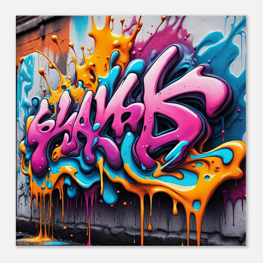 Leinwandbild - 3D Graffiti - Splash Art Stil, KI-Kunst - RolConArt, Splash Art, 60x60-cm-24x24