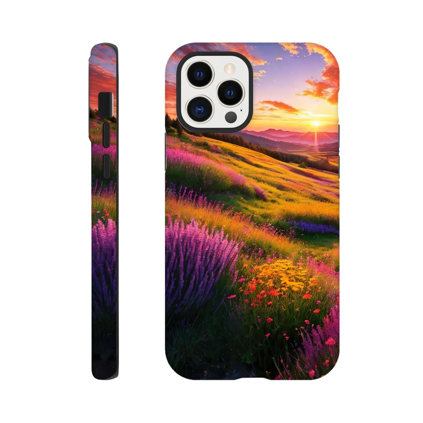 Smartphone-Hülle "Hart" - Berglandschaft - Foto Stil, KI-Kunst RolConArt, Landschaften, iPhone-12-Pro