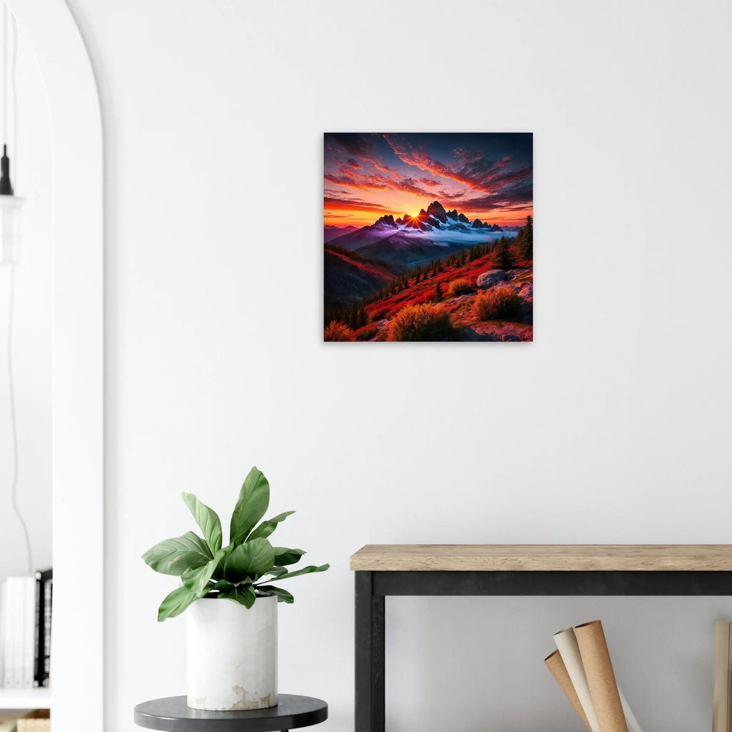 Moderner Forex-Druck - Bergpanorama - Foto Stil, KI-Kunst - RolConArt, Landschaften, 50x50-cm-20x20-Weiß